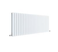 Hudson Reed Sloane Wall Hung Horizontal Double Panel Radiator, Modern Designer Radiator In Satin White Steel Finish, 600 X 1572mm