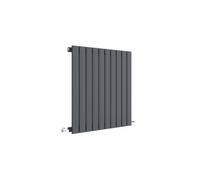 Hudson Reed Sloane Wall Hung Horizontal Single Panel Radiator, Modern Designer Radiator In Anthracite Finish, 600 X 586mm