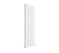 Hudson Reed Sloane Wall Hung Vertical Double Panel Radiator, Modern Radiator For Bathroom In Satin White Finish, 1800 X 528mm