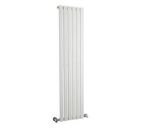 Hudson Reed Sloane Wall Hung Vertical Single Panel Designer Radiator, Modern Radiators For Bathroom In Satin White, 1500 X 354mm