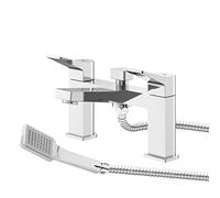 Hudson Reed SOA304 Soar | Modern Bathroom Deck Mounted Bath Shower Mixer Tap, 143mm x 231mm, Chrome