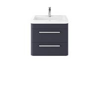 Hudson Reed SOL302A Solar Modern Bathroom Wall Hung Vanity Unit Cabinet with 2 Drawers and Ceramic 40mm Profile Basin, Indigo Blue