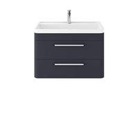 Hudson Reed SOL304 Solar ǀ Modern Bathroom Soft Close Double Door Wall Hung Vanity Unit with 1 Tap Hole Basin, 800mm x 540mm x 450mm, Indigo Blue, 800mm