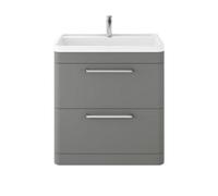 Hudson Reed Solar Matt Floor Standing 2 Drawer Vanity Unit and Polymarble Basin | Cool Grey | MDF | 800mm