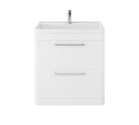 Hudson Reed Solar Matt Floor Standing 2 Drawer Vanity Unit and Polymarble Basin | Pure White | MDF | 800mm