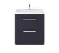 Hudson Reed SOL303 Solar ǀ Modern Bathroom Soft Close Double Door Floor Standing Vanity Unit with 1 Tap Hole Basin, 800mm x 840mm x 450mm, Indigo Blue, 800mm