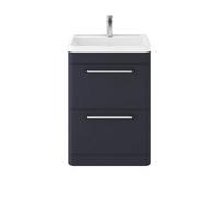 Hudson Reed Solar Matt Floor Standing 2 Drawer Vanity Unit and Polymarble Basin | Indigo Blue | MDF | 600mm