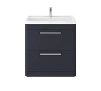 Hudson Reed Solar Floor Standing 2 Door Vanity Unit With Polymarble Basin, Durable Modern Vanity Unit In Indigo Blue, 800mm