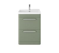 Hudson Reed Solar Matt 2 Drawer Vanity Unit and Thin Edge Basin | Fern Green | MDF | 600mm