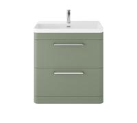 Hudson Reed Solar Matt 2 Drawer Vanity Unit and Thin Edge Basin | Fern Green | MDF | 800mm