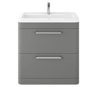 Hudson Reed Solar Matt Floor Standing 2 Drawer Vanity Unit and Ceramic Basin | Cool Grey | MDF | 800mm