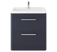 Hudson Reed Solar Matt Floor Standing 2 Drawer Vanity Unit and Ceramic Basin | Indigo Blue | MDF | 800mm