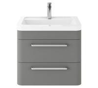 Hudson Reed Solar Matt Wall Hung 2 Drawer Vanity Unit and Ceramic Basin | Cool Grey | MDF | 600mm
