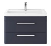 Hudson Reed Solar Matt Wall Hung 2 Drawer Vanity Unit and Ceramic Basin | Indigo Blue | MDF | 800mm