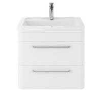 Hudson Reed Solar Matt Wall Hung 2 Drawer Vanity Unit and Ceramic Basin | Pure White | MDF | 600mm