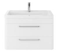 Hudson Reed Solar Matt Wall Hung 2 Drawer Vanity Unit and Ceramic Basin | Pure White | MDF | 800mm