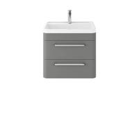 Hudson Reed Solar Wall Hung 2 Drawer Vanity Unit With Polymarble Basin 600Mm - Cool Grey