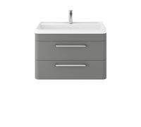 Hudson Reed Solar Wall Hung 2 Drawer Vanity Unit With Polymarble Basin 800Mm - Cool Grey