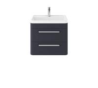 Hudson Reed Solar Matt Wall Hung 2 Drawer Vanity Unit and Polymarble Basin | Indigo Blue | MDF | 600mm