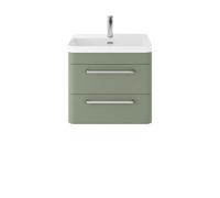 Hudson Reed Solar Matt Wall Hung 2 Drawer Vanity Unit and Thin Edge Basin | Fern Green | MDF | 600mm