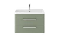 Hudson Reed Solar Matt Wall Hung 2 Drawer Vanity Unit and Thin Edge Basin | Fern Green | MDF | 800mm