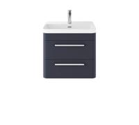 Hudson Reed Solar Matt Wall Hung 2 Drawer Vanity Unit and Thin Edge Basin | Indigo Blue | MDF | 600mm