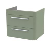 Hudson Reed Solar Wall Hung 2-Drawer Unit, Elegant Vanity Unit In Bathroom With Soft Close Drawers, Fern Green