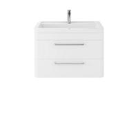 Hudson Reed Solar Wall Hung 2 Drawer Vanity Unit & Ceramic Basin, Pure White Matt, 807 X 540 X 450mm