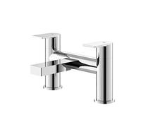 Hudson Reed SOT303 Sottile ǀ Modern Bathroom Round Deck Mounted Double Handle Bath Filler, 141mm x 230mm, Chrome
