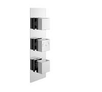 Hudson Reed Square Triple Concealed Thermostatic Shower Valve with 2 Outlets | Chrome | Metal | 80mm x 280mm x 136mm