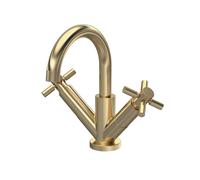 Hudson Reed Tec Brushed Brass Crosshead Cloakroom Mono Basin Mixer Tap & Waste