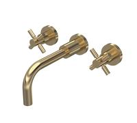 Hudson Reed Tec Crosshead Wall Mounted Basin Mixer - Brushed Brass