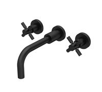Hudson Reed Tec Crosshead Wall Mounted Basin Mixer Tap | Matt Black | Metal | 255mm x 113mm x 220mm