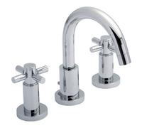 Hudson Reed Tec Crosshead 3 Tap Hole Basin Mixer Tap | Chrome | Brass | 130mm x 190mm