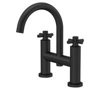Hudson Reed TEX453 Tec Cross Modern Bathroom Crosshead Deck Mount Bath Filler Tap, 230mm, Matt Black