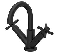 Hudson Reed Tec Crosshead Mono Basin Mixer Tap and Waste | Matt Black | Brass | 230mm x 217mm x 175mm