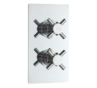 Hudson Reed Tec Crosshead Twin Concealed Thermostatic Shower Valve with 1 Outlet | Chrome | Brass | 120mm x 215mm x 138mm
