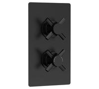 Hudson Reed Tec Crosshead Twin Concealed Thermostatic Shower Valve with 1 Outlet | Matt Black | Brass | 120mm x 215mm x 138mm