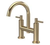 Hudson Reed Tec Lever Bath Filler Tap | Brushed Brass | 360mm x 320mm x 240mm