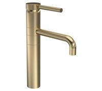 Hudson Reed PN870 Tec Lever Modern Bathroom Lever High Rise Mixer Tap with Swivel Spout, 315mm, Brushed Brass