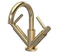 Hudson Reed Tec Lever Mono Basin Mixer Tap and Waste | Brushed Brass | 260mm x 217mm x 175mm