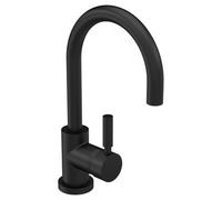 Hudson Reed PN480 Tec Lever Modern Bathroom Side Action Lever Mono Basin Mixer Tap with Waste, 292mm, Matt Black