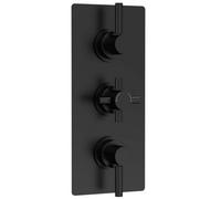 Hudson Reed Tec Triple Concealed Thermostatic Shower Valve with 2 Outlets | Matt Black | Brass | 80mm x 280mm x 136mm