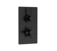 Hudson Reed Tec Pura Twin Thermostatic Concealed Shower Valve, Minimalist Sleek Design, Modern Bathroom Control Set, Matt Black