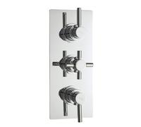 Hudson Reed Tec Triple Concealed Thermostatic Shower Valve and Diverter with 3 Outlets | Chrome | Brass | 80mm x 280mm x 136mm