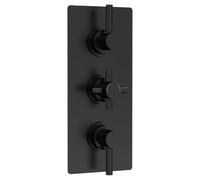 Hudson Reed Tec Triple Concealed Thermostatic Shower Valve and Diverter with 3 Outlets | Matt Black | Brass | 80mm x 280mm x 136mm
