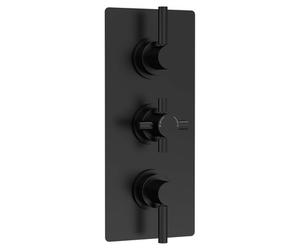 Hudson Reed Tec Triple Concealed Thermostatic Shower Valve with 2 Outlets | Matt Black | Brass | 80mm x 280mm x 136mm