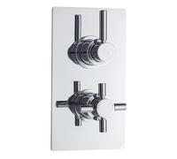 Hudson Reed Tec Twin Concealed Thermostatic Shower Valve and Diverter with 2 Outlets | Chrome | Brass | 120mm x 215mm x 137mm