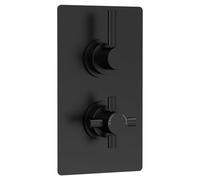 Hudson Reed Tec Twin Concealed Thermostatic Shower Valve and Diverter with 2 Outlets | Matt Black | Brass | 120mm x 215mm x 137mm
