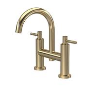 Hudson Reed TEL853 Tec Lever Modern Bathroom Lever Deck Mount Bath Filler Tap, 360mm, Brushed Brass